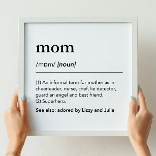 Mom dictionary definition kids names funny modern framed art