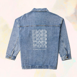 Mom | Disco Style Text with Children&#39;s Names Denim Jacket