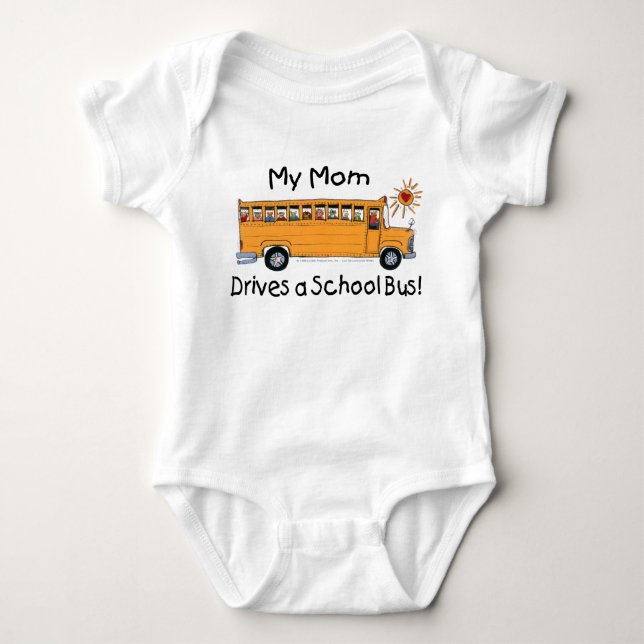 Mom Drives a School Bus Baby Bodysuit (Front)