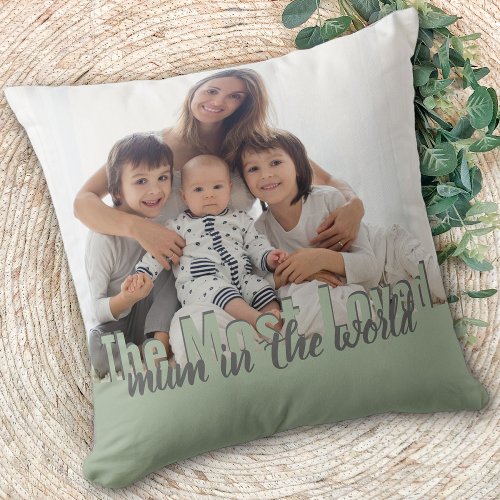 Mom Editable Text Overlay 2 Photo Double Sided Throw Pillow