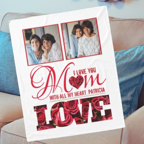 Mom Elegant Modern Typography Photo Mothers Day Fleece Blanket