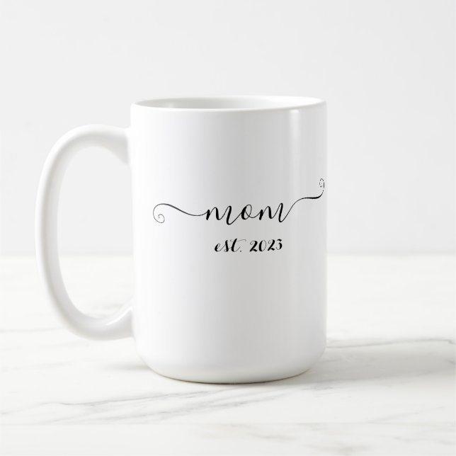 mom est. 2023 Elegant Gift for Future Mom Coffee Mug (Left)