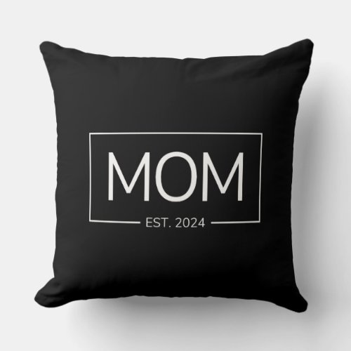 Mom est 2024 first time mom new baby reveal family throw pillow