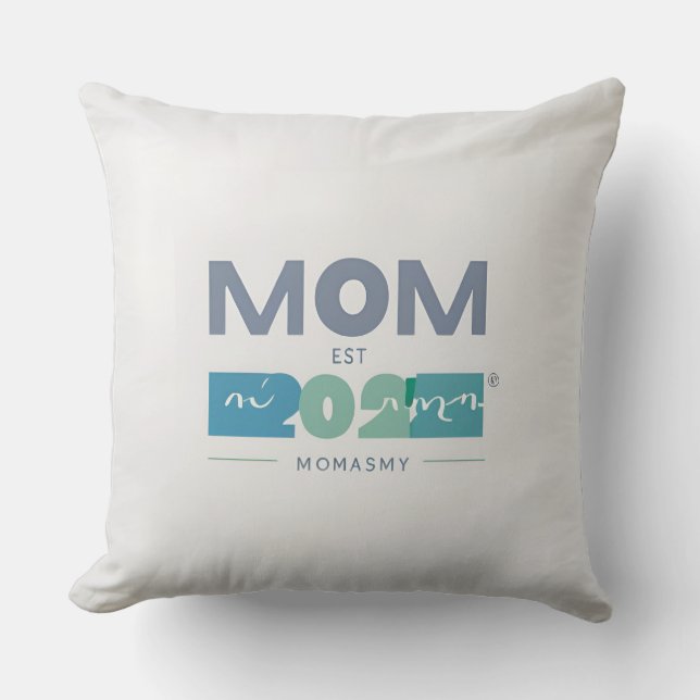 Mom Est. 2025: Minimalist New Mommy Keepsake Throw Pillow (Front)