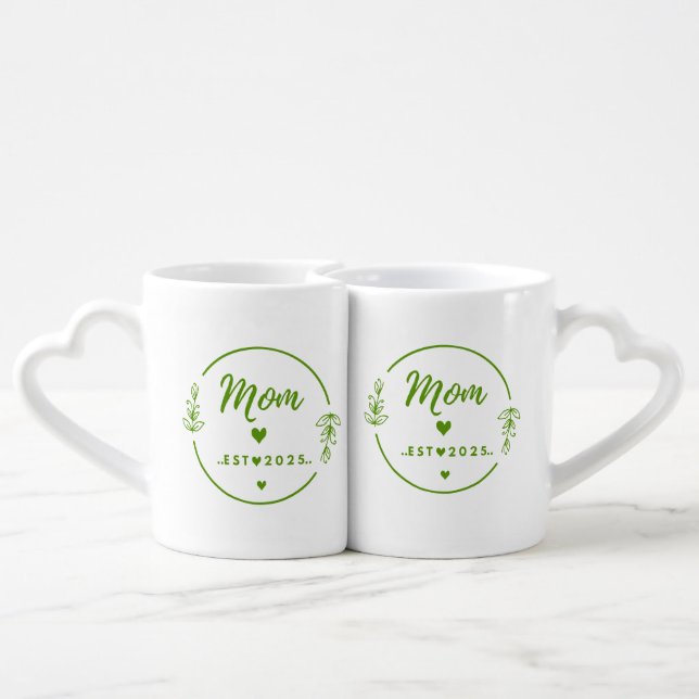 Mom Est .2025 mug-New Mom Gift-Mother Gift  Coffee Mug Set (Back Nesting)