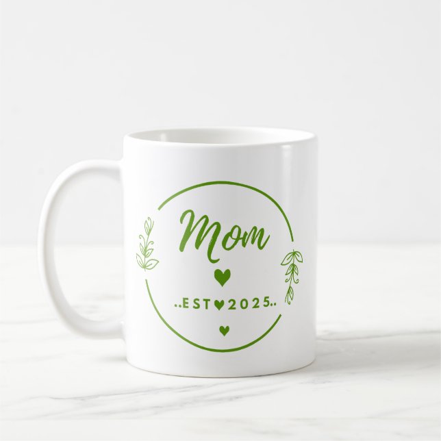 Mom Est . 2025 T-Shirt-New Mom Gift- Mother Shirt Coffee Mug (Left)