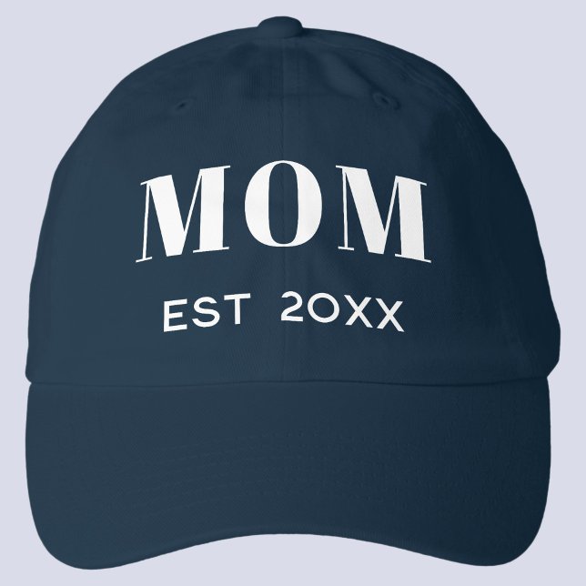 Mom Est 20XX Classic Text Design Hat (Mom Established 20XX date mother family pride hat)
