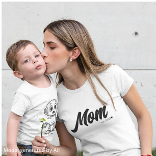 Mom Est. Black Script Heart   Custom T-Shirt