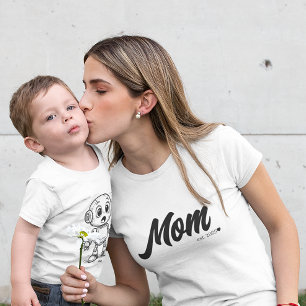Mom Est. Black Script Heart Custom T-Shirt