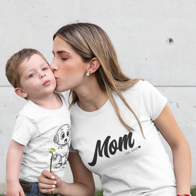 Mom Est. Black Script Heart | Custom T-Shirt (Creator Uploaded)
