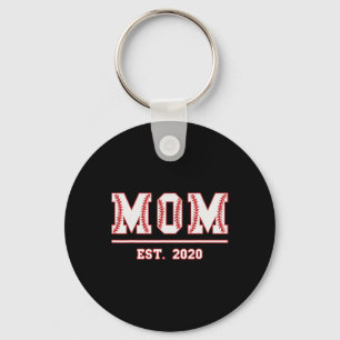 Mom Est. Funny Sports Year Established Mother Retr Keychain