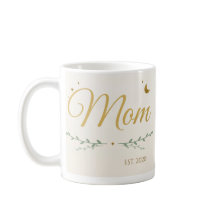 Mom Est. Personalized Year Mug, Gold & Greenery