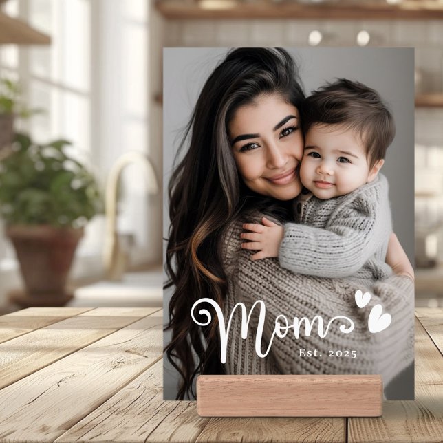Mom est year hearts overlay photo holder (Mom est year hearts overlay photo holder)