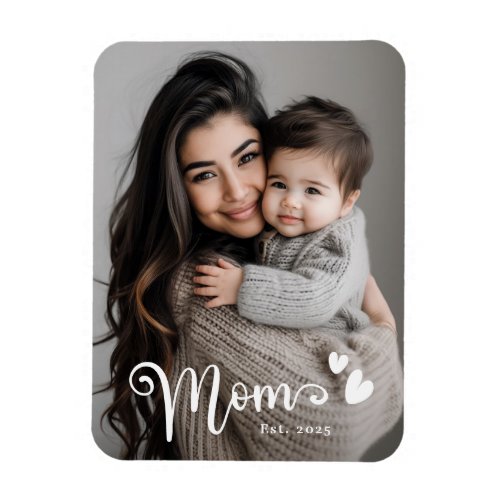 Mom est year hearts overlay photo magnet