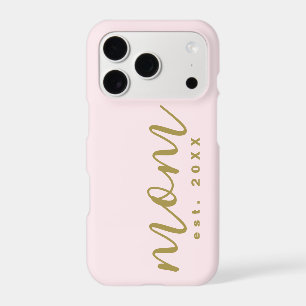 Mom Est. Year Keepsake Pastel Pink Gold Minimalist iPhone 17 Pro Case