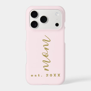 Mom Est. Year Pastel Pink Gold Minimalist Keepsake iPhone 17 Pro Case