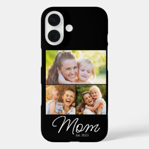 Mom Established 3 Photo Script Black iPhone 16 Case