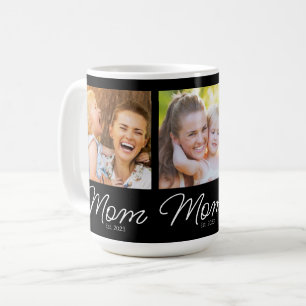 Mom Established 3 Photo Script Black Coffee Mug