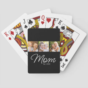 Mom Established 3 Photo Script Black Poker Cards
