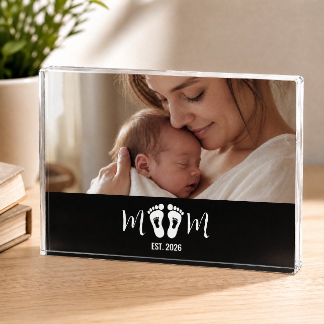 Mom Established Baby Footprints Photo Gift Block (Creator Uploaded)