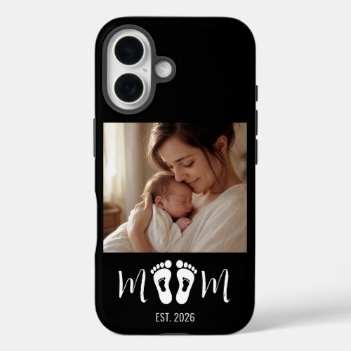 Mom Established Baby Footprints Photo Mother's Day iPhone 16 Case