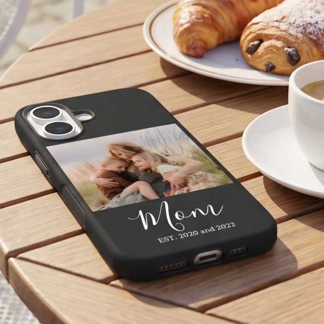 Mom Established Black Elegant Photo Script Case-Mate iPhone Case (Creator Uploaded)