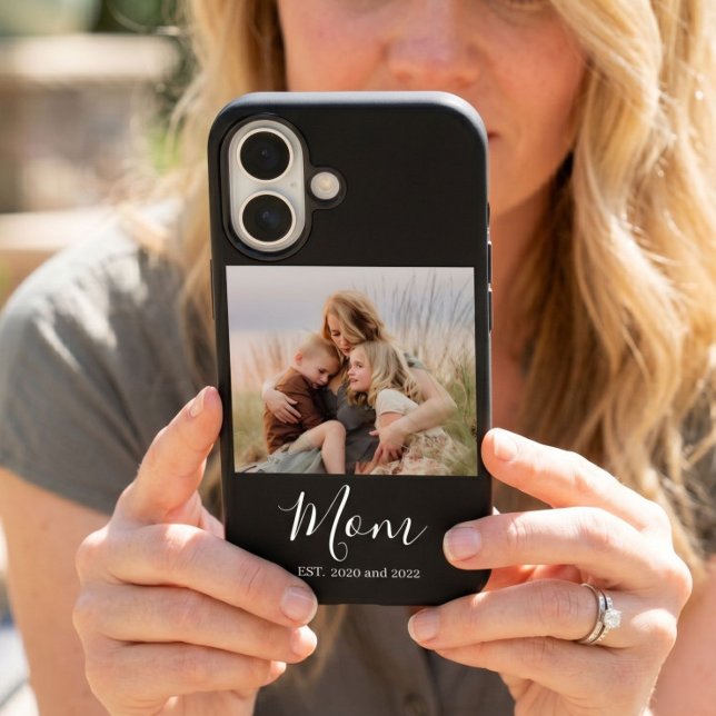 Mom Established Black Elegant Photo Script Case-Mate iPhone Case (Creator Uploaded)
