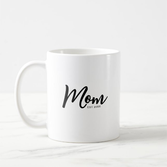 Mom Established Black Script Coffee Mug (Left)