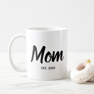 Mom Established Black Script Custom Year Coffee Mug