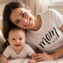 Mom Established Black Script Custom Year New Mama