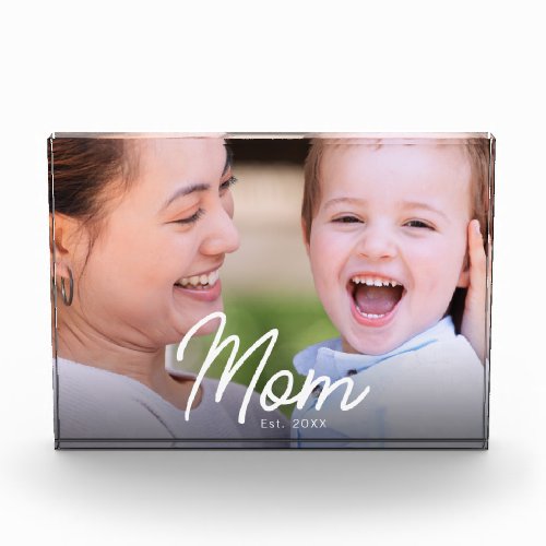 Mom Established Black Script Minimal Elegant Photo Block