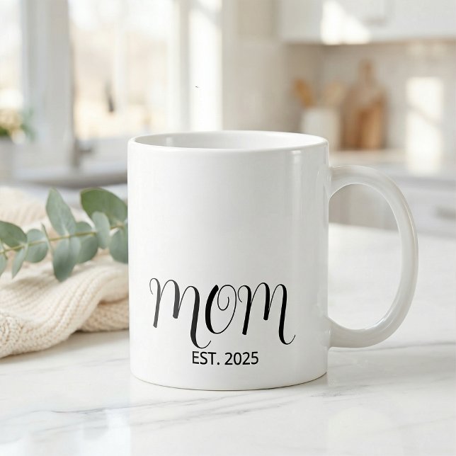 Mom Established Black Script New Mom Gift  Coffee Mug (Creator Uploaded)