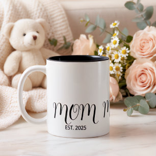 Mom Established Black Script New Mom Gift  Two-Tone Coffee Mug