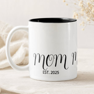 Mom Established Black Script New Mom Gift Two-Tone Coffee Mug