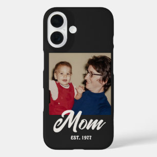 Mom Established Black Script Photo iPhone 16 Case