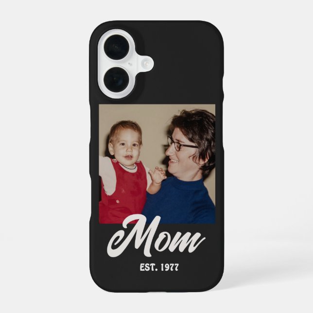Mom Established Black Script Photo Iphone Case (Back)