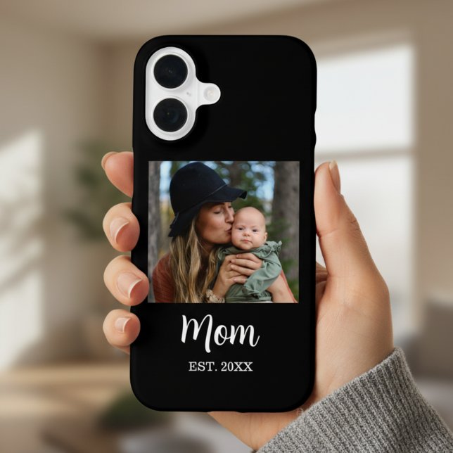 Mom Established Black Script Photo  iPhone Case (Creator Uploaded)