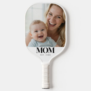 MOM Established Black Typography Photo Gift Pickleball Paddle