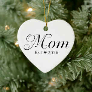 Mom Established Black White New Mom Gift Ceramic Ornament