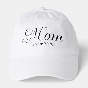 Mom Established Black White New Mom Gift Hat
