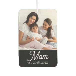 Mom Established Black White Script Photo Air Freshener