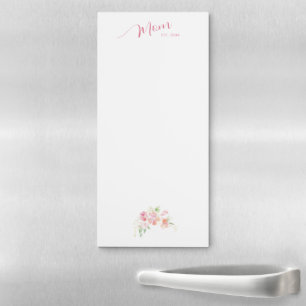 Mom Established Blush Pink Floral Watercolor Magnetic Notepad