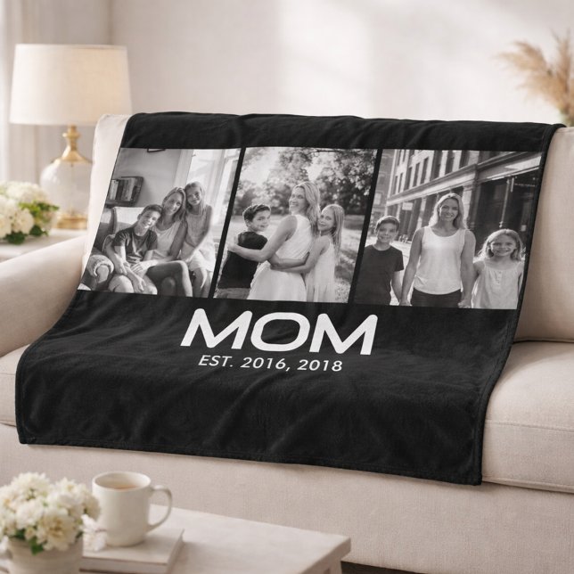 Mom Established Bold Black 3 Photo  Fleece Blanket (Creator Uploaded)