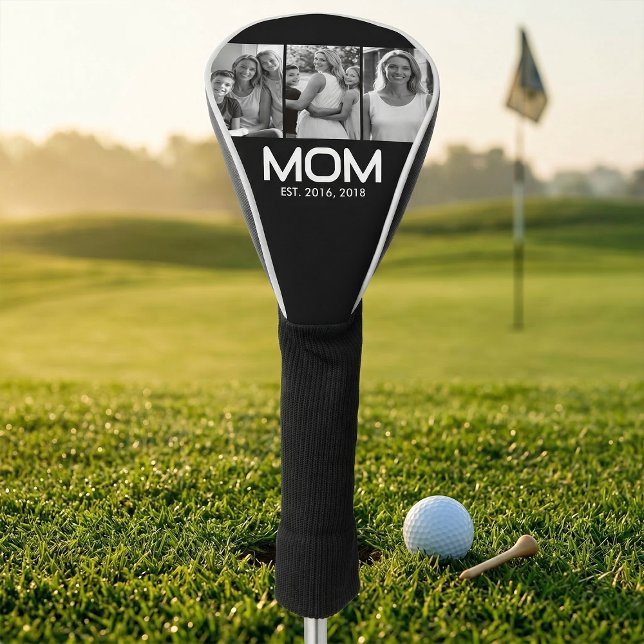 Mom Established Bold Black 3 Photo  Golf Head Cover (Creator Uploaded)