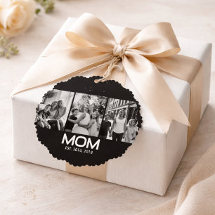 Mom Established Bold Black 3 Photo  Ornament Card