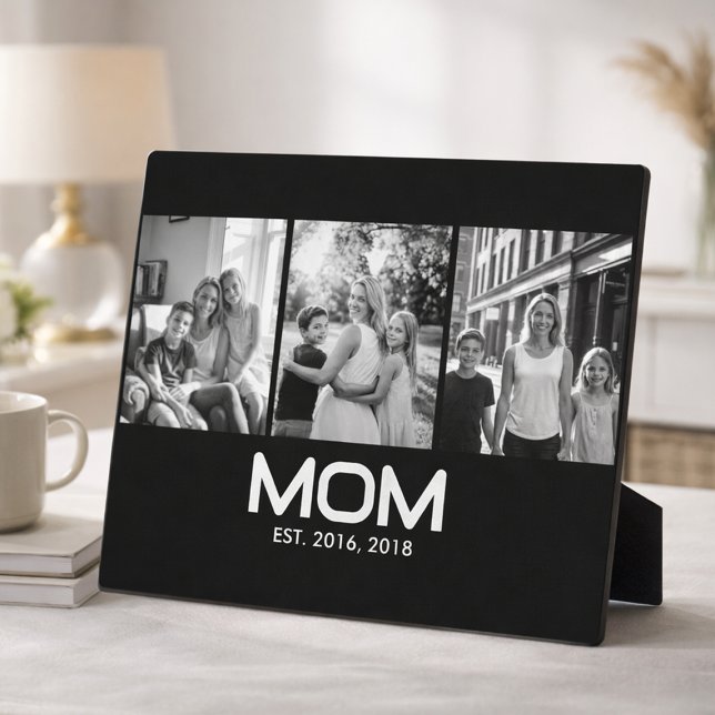 Mom Established Bold Black 3 Photo  Plaque (Creator Uploaded)