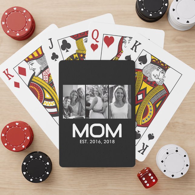 Mom Established Bold Black 3 Photo  Poker Cards (Creator Uploaded)
