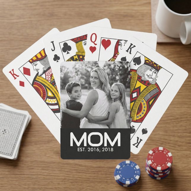 Mom Established Bold Black Photo Poker Cards (Creator Uploaded)