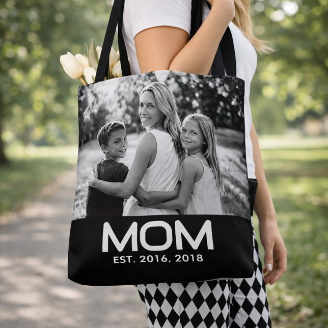 Mom Established Bold Black Photo Tote Bag (Creator Uploaded)