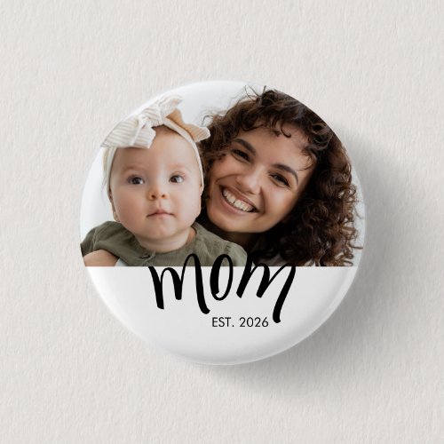 Mom Established Caps Black Custom Year New Mama Button